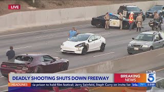 Possibly deadly shooting shuts 5 Freeway in Boyle Heights down [upl. by Idieh]