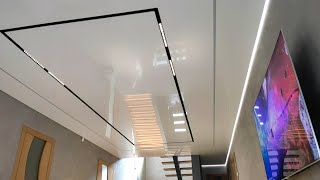 Track lighting system for stretch ceiling Flexible light profile saves time and money [upl. by Leede]