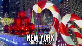 ⁴ᴷ NYC Christmas ✨ Rockefeller Center Radio City Music Hall amp 6th Avenue Christmas Decoration 2022✨ [upl. by Amabelle495]