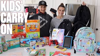 WHAT TO PACK IN YOUR CARRY ON FOR LONG FLIGHTS WITH KIDS  ENTERTAINMENT SNACKS PACKING TIPS 2021 [upl. by Hesler]