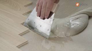 BOEN 2layers hardwood flooring – Glue down installation instruction video [upl. by Nolrac964]