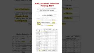 HPSC Assistant Professor Vacancy 2024  Complete information hpsc assistantprofessor [upl. by Erlin]