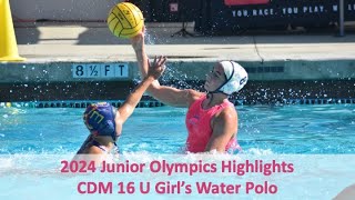 2024 Junior Olympics Highlights  CDM 16 U Girls Water Polo [upl. by Vigor84]