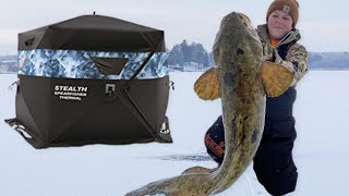 24 Hour Ice Camping for Big Eelpout Catch and Cook [upl. by Nnylanna435]