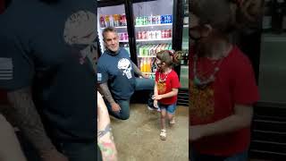 My Kids Meeting CJ Gram aka Jason Voorhees from Friday the 13th part 6 at the Texas Gas Station 4K [upl. by Eyla]