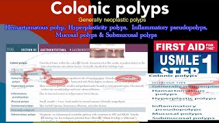 Colonic polyps Hamartomatous polyps Hyperplastic polyps Inflammatory pseudopolyps Mucosal polyps [upl. by Lalat243]