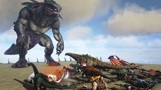 King Titan VS All Creatures no Titans amp only gamma bosses  ARK Extinction  Cantex [upl. by Leibarg]