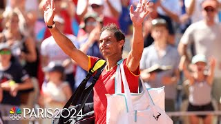 Rafael Nadal walks off the court after his final match at the Paris Olympics  NBC Sports [upl. by Rosen]