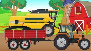 Harvest  Farm work and tractor combineharvester seeder  Video for kids and Bayby  animation [upl. by Eisenberg451]