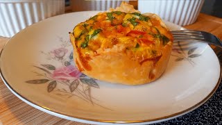 Air Fryer Mini Quiche Recipe  How to make Mini Quiche in the Air Fryer with Pillsbury Pie Crust [upl. by Dorwin578]