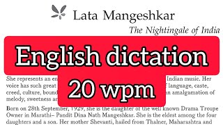 english dictation 20 wpm  English Audio Typing dictation for beginners  English  KVS SSC LDC [upl. by Katie]