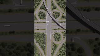 Autobahn Cloverleaf Interchange With Flyover  Cities Skylines shorts [upl. by Gilges725]