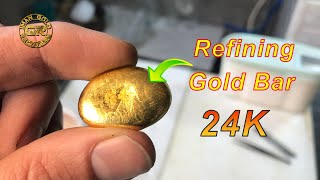 How to Refining Gold Scrap into Pure Gold Bar 24k  Refining Gold With Aqua Regia [upl. by Oiril]