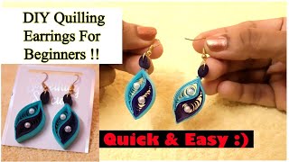 DIY Beautiful Quilling Earrings For Beginners  Easy Tutorial  Step By Step  Jewelry Making Idea [upl. by Buffo212]