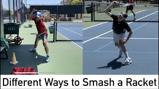 Different Ways To Smash A Tennis Racket [upl. by Nuhsed]