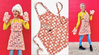 Make an EASY APRON in 30 mins all the steps FREE PATTERN [upl. by Ennairod]