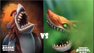 Atomic Shark vs WereShark Hungry Shark World vs Evo [upl. by Bardo]