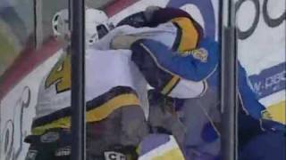 Ryan Reaves vs Justin Taylor Mar 8 2009 [upl. by Ahsilet]