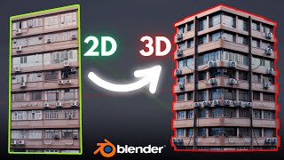 Turn a 2D Image Into a 3D Building in Blender in 1 Minute [upl. by Ecyla]