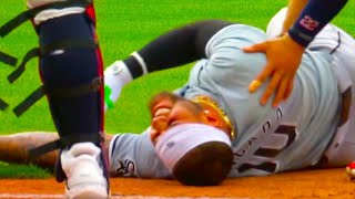 Yoan Moncada Injury Goes Down Running to First Base FULL CLIP Guardians vs White Sox  MLB News [upl. by Yenitirb152]