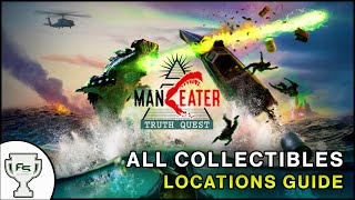 Maneater Truth Quest DLC All Collectible  Landmarks Caches Licence Plates Tin Foil Hats Locations [upl. by Htiekal340]