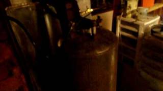 Lighting my Mother Earth News drip style waste oil heater  Roger Sanders version [upl. by Worth932]