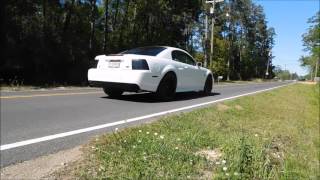 2001 mustang gt 2v longtubes OR X pipe and SLP lm1 flybys takeoffs and more [upl. by Hamal]