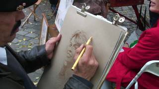 A pastel portrait Tutorial from the Place du Tertre in Paris [upl. by Lewiss]