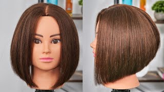 Stacked Bob Tutorial  How to Cut a Classic Bob  Angled Bob Haircut [upl. by Esilrahc]