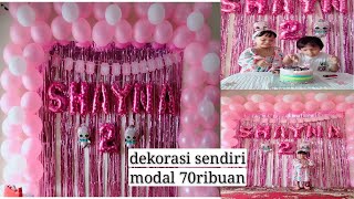 DIY dekorasi ulang tahun anak tema pink  cara menghias acara ulang tahun sendiri di rumah [upl. by Allen423]