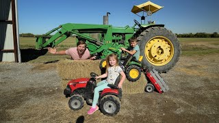 Fun on the farm with kids tractors and real tractors compilation  Tractors for kids [upl. by Eisac]