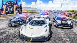 Stealing Koenigsegg Jesko  Police Chase  Forza Horizon 5 Steering Wheel  Shifter Gameplay [upl. by Yeroc168]