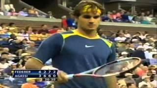 Roger Federer Moments  Backwards and Away DTL Forehand [upl. by Badger]