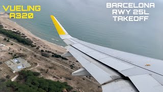 Vueling  Airbus A320  Pushback Safety Message Startup Taxi amp Takeoff from Barcelona [upl. by Notlehs]