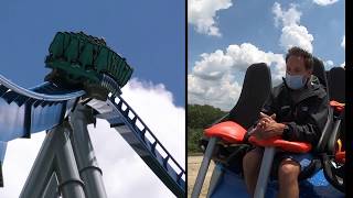 Kings Island ORION roller coaster FULL RIDE with a 300foot first drop [upl. by Ailito117]