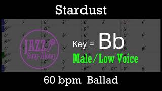 Stardust  a backing track with Intro  Lyrics in Bb Male  Jazz SingAlong [upl. by Oelc]