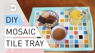 DIY  How to make a mosaic tile tray [upl. by Anirehtak]