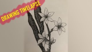 Pointillism Flower drawing timelapse shorts [upl. by Nnylacissej]