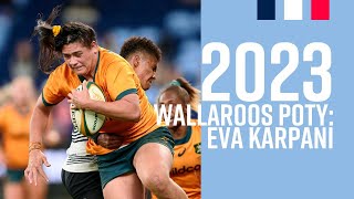 RugbyAU Awards  2023 Buildcorp Wallaroos Player of the Year Eva Karpani [upl. by Labaw698]