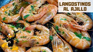 Langostinos Salteados al Ajillo con Vino Blanco 🦐 ¡En Sartén y sin Pelar [upl. by Enelyahs]