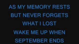 Green DayWake Me Up When September Ends lyrics [upl. by Nola]