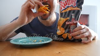 ASMR Eating Sounds – Ruffles Heinz Ketchup Chips [upl. by Landry956]