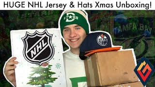 HUGE NHL Jersey amp Hats Christmas Unboxing Holiday Jerseys amp Sports Unbox Haul 201920 [upl. by Ainex]