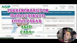 Como pagar INGRESOS BRUTOS Monotributo AGIP CABA regimen simplificado [upl. by Leftwich]