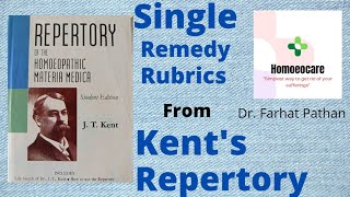 Single remedy rubrics from Kents repertory Homoeocare [upl. by Takken]