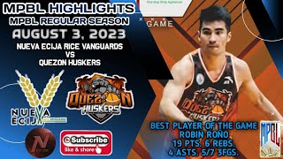 MPBL HIGHLIGHTS NUEVA ECIJA RICE VANGUARDS VS QUEZON HUSKERS AUGUST 3 2023 [upl. by Esirrehc]