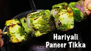 Hariyali Paneer Tikka  Paneer Hariyali Tikka Recipe  Party Snacks Recipe [upl. by Lahcym]