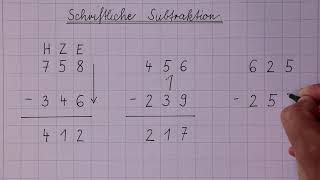 Schriftliche Subtraktion  Grundschule Bayern  Lehrer Maß  subtrahieren  entbündeln  Tutorial [upl. by Ciredor]