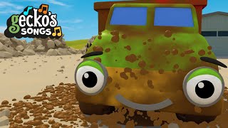 Truck Muddy Madness  5 Little Dumper Trucks  Nursery Rhymes amp Kids Songs  Geckos Garage [upl. by Isolde]