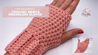 CROCHET simple FINGERLESS GLOVES [upl. by Yticilef874]